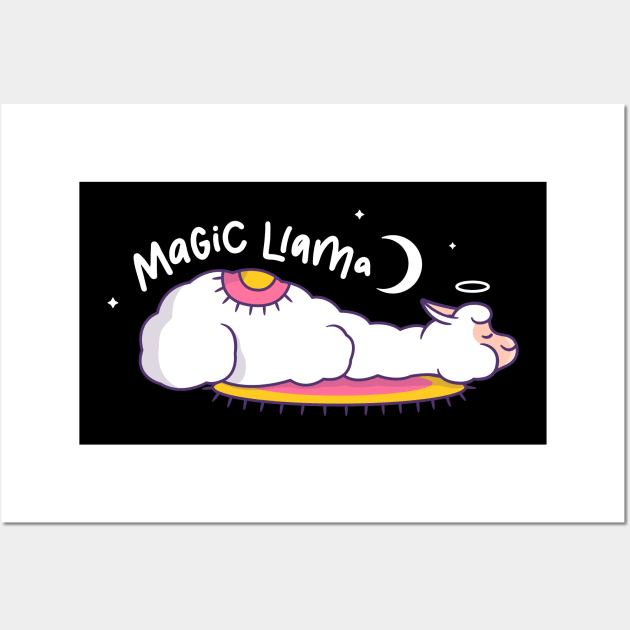 Cute Llama Sleeping Magic Llama Wall Art by mchda